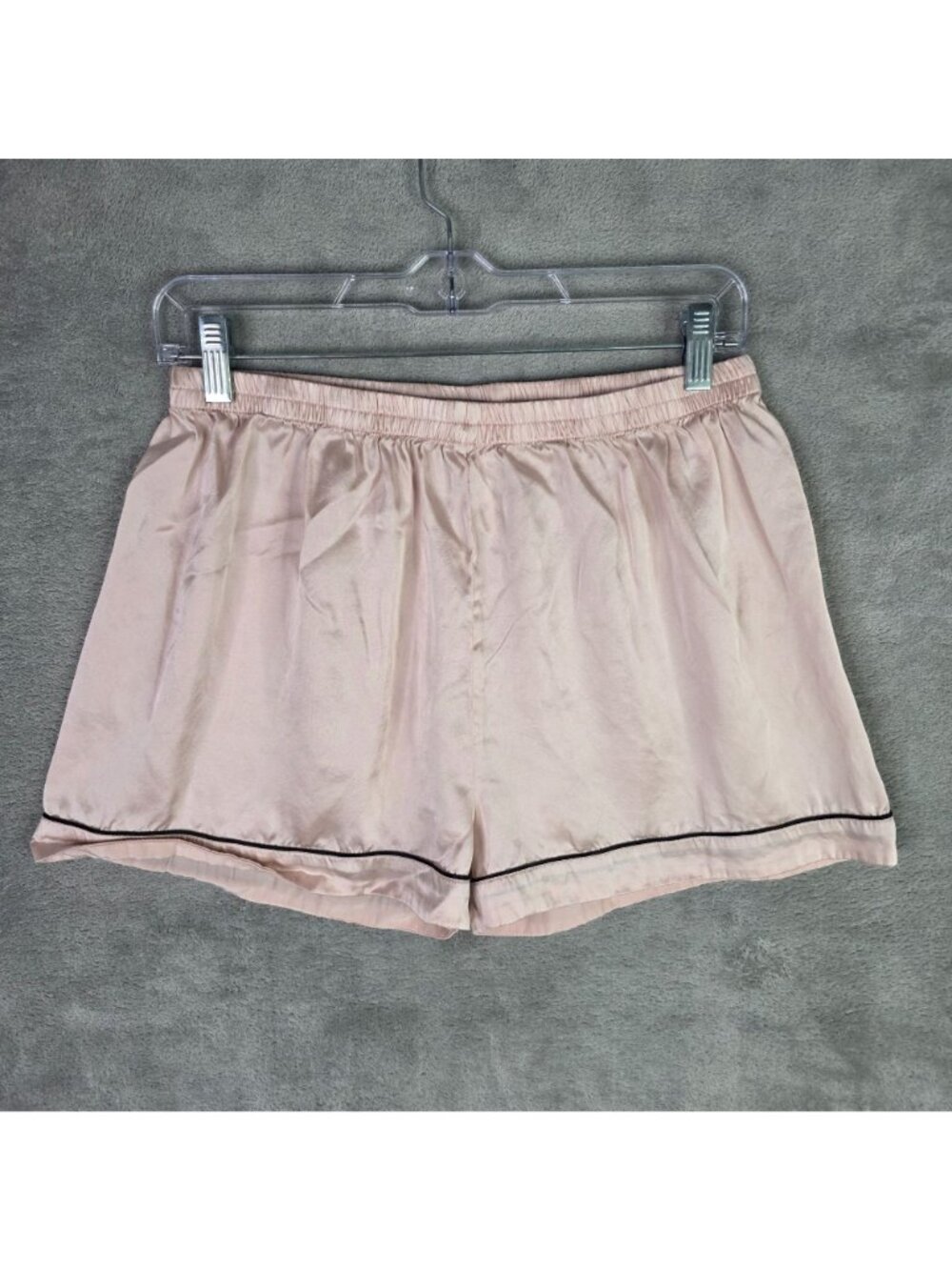 Womens Silk silky 100% Silk Pink Pajama Set Contrast Trim Button Up Top Size XL - Picture 7 of 14